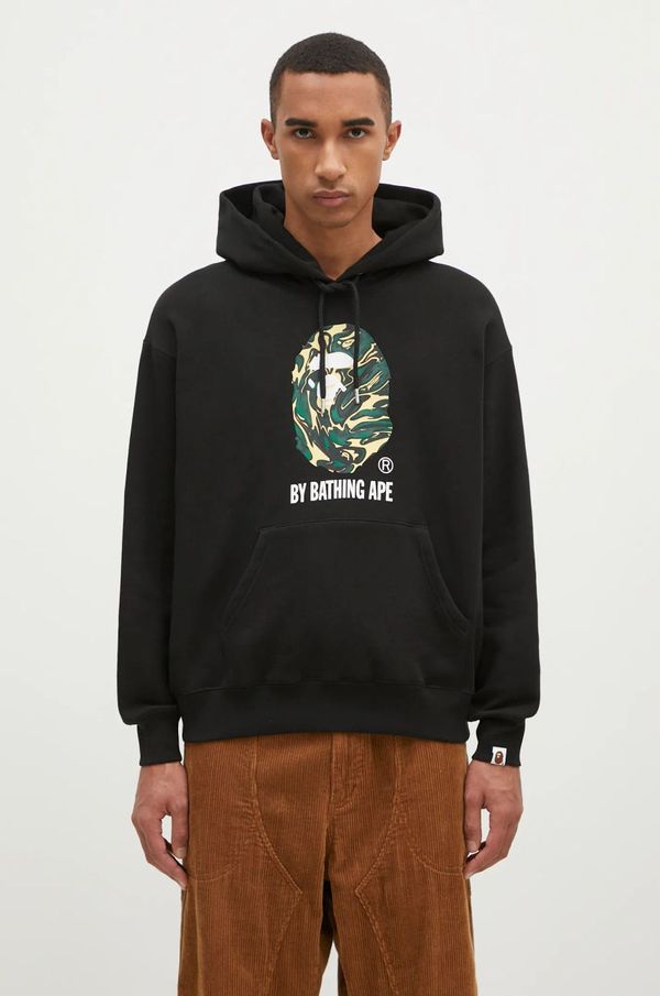 A Bathing Ape Dukserica A Bathing Ape Marbling Camo By Bathing Ape Relaxed Fit za muškarce, boja: crna, s kapuljačom, s tiskom, 1K80114305