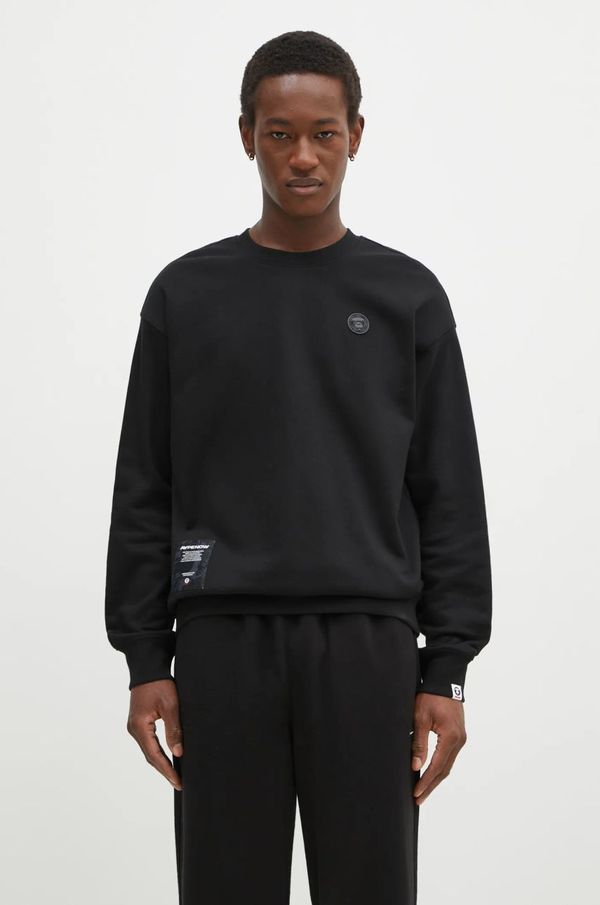 AAPE Dukserica AAPE Moon Face Logo za muškarce, boja: crna, s aplikacijom, AAPSWMB318XXN