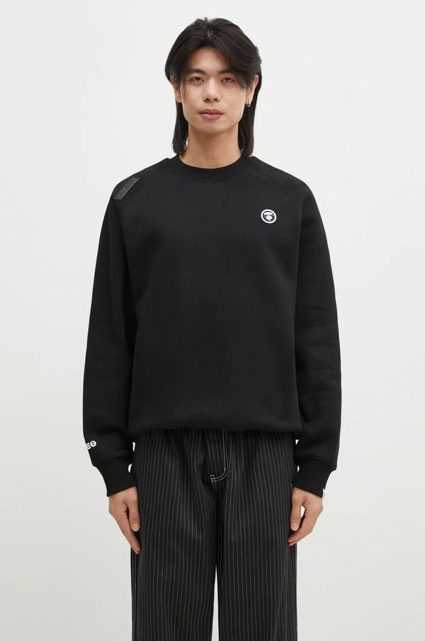 AAPE Dukserica AAPE Moon Face Logo za muškarce, boja: crna, s tiskom, AAPSWMB319XXN