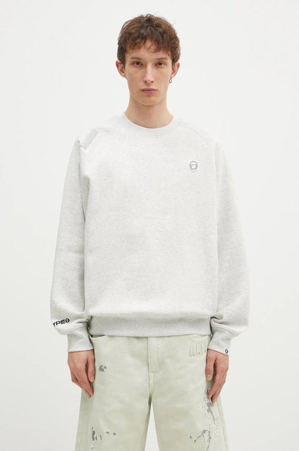 AAPE Dukserica AAPE Moon Face Logo za muškarce, boja: siva, melanž, AAPSWMB319XAN