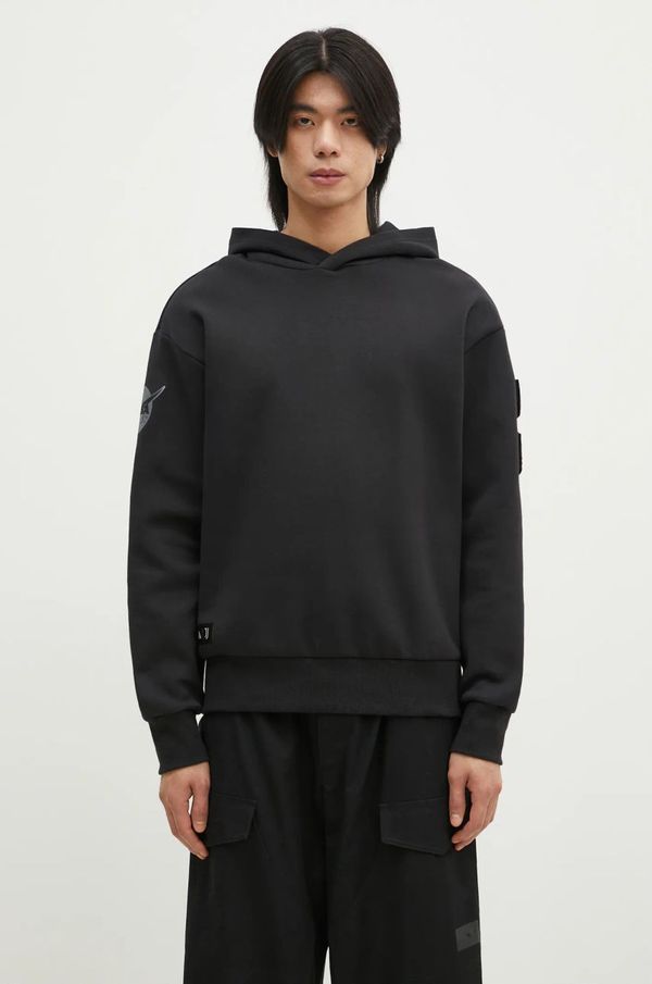 adidas Dukserica adidas Juventus x NASA Seasonal Doubleknit Hoodie za muškarce, boja: crna, s kapuljačom, s aplikacijom, JE3129