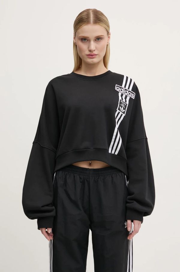 adidas Originals Dukserica adidas Originals Adibreak Cropped Sweatshirt za žene, boja: crna, s aplikacijom, JD0189
