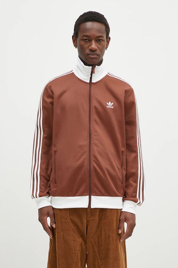 adidas Originals Dukserica adidas Originals Beckenbauer Tracktop za muškarce, boja: smeđa, s aplikacijom, IY9879