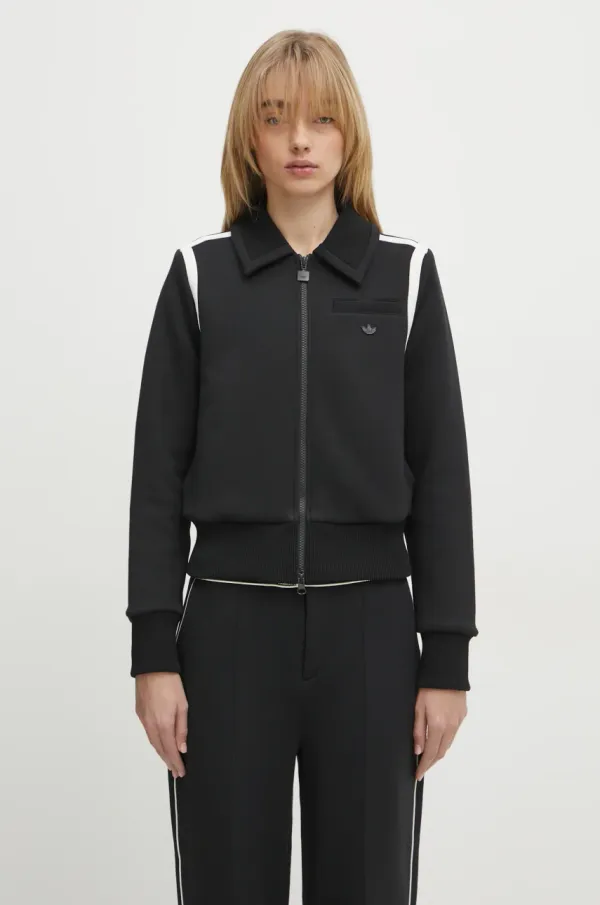 adidas Originals Dukserica adidas Originals Collared Tracktop za žene, boja: crna, s uzorkom, JD5470