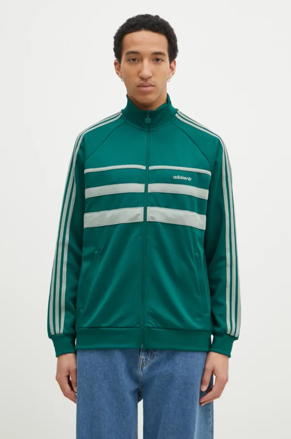 adidas Originals Dukserica adidas Originals First Tracktop za muškarce, boja: zelena, s aplikacijom, JP1041