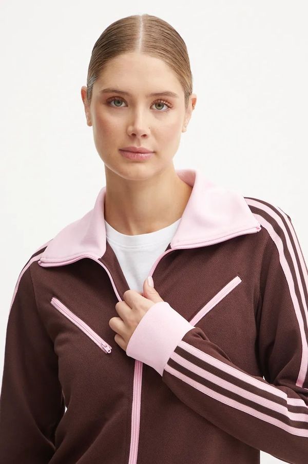 adidas Originals Dukserica adidas Originals Montreal Tracktop za žene, boja: smeđa, s uzorkom, JL9629
