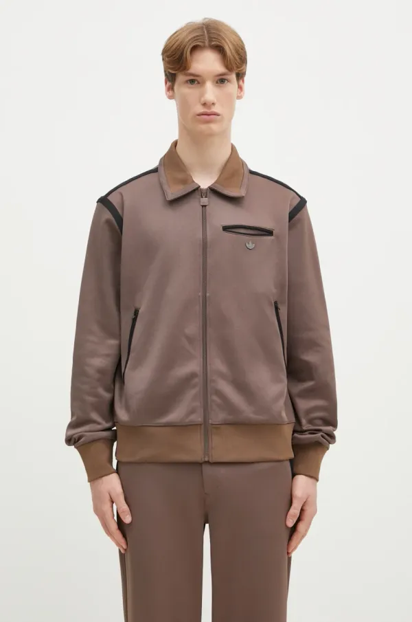 adidas Originals Dukserica adidas Originals Premium Tracktop za muškarce, boja: smeđa, bez uzorka, JN4474