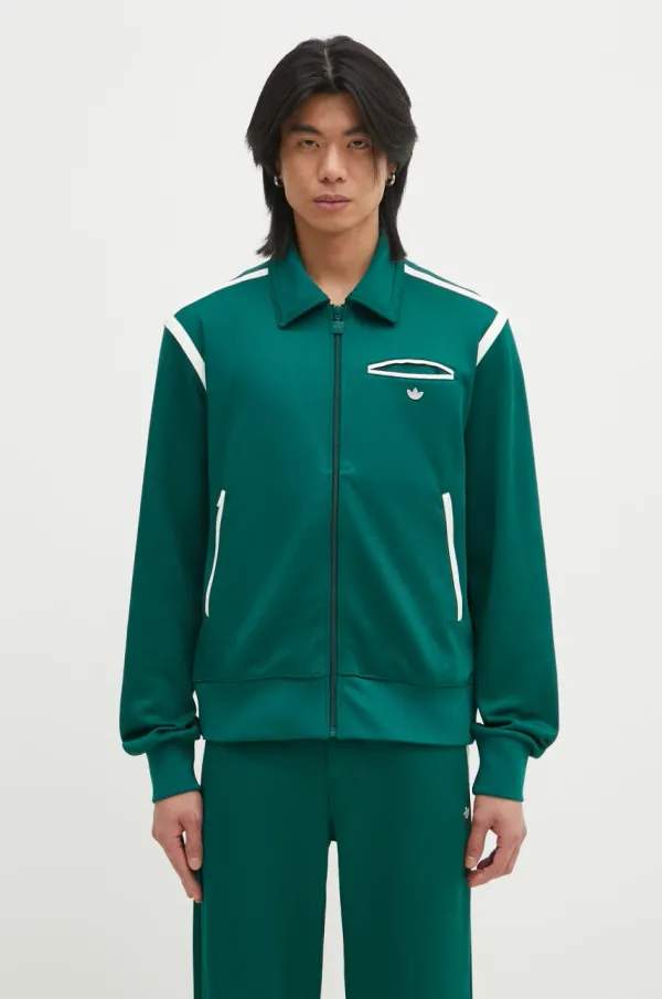 adidas Originals Dukserica adidas Originals Premium Tracktop za muškarce, boja: zelena, bez uzorka, JN4475