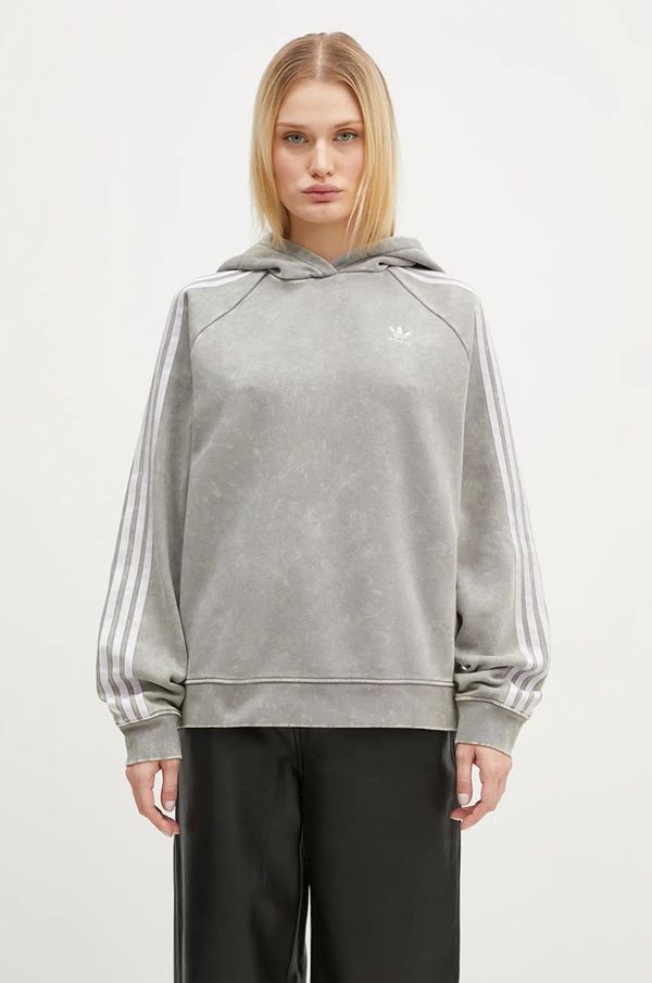 adidas Originals Dukserica adidas Originals Wash Hoodie za žene, boja: siva, s kapuljačom, s aplikacijom, IW3414
