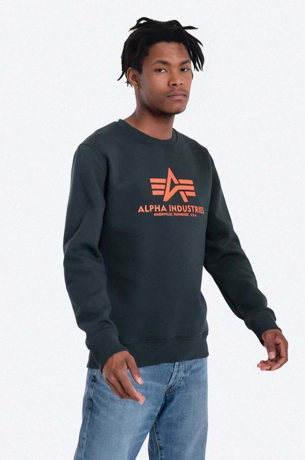 Alpha Industries Dukserica Alpha Industries Basic 178302 353 za muškarce, boja: zelena, s tiskom