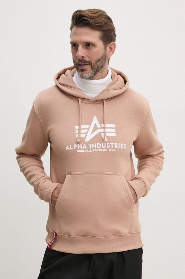 Alpha Industries Dukserica Alpha Industries za muškarce, boja: ružičasta, s kapuljačom, s tiskom