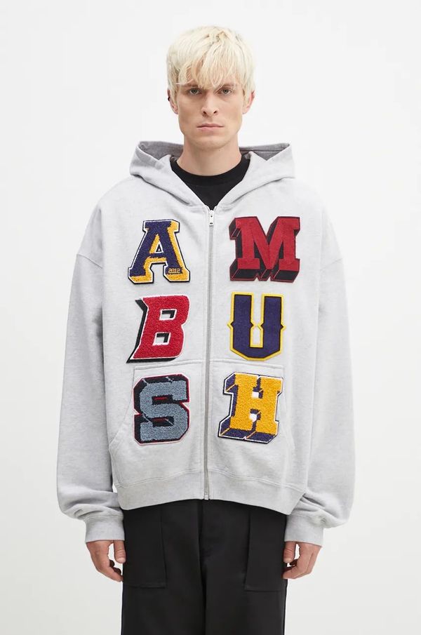 Ambush Dukserica AMBUSH Zip Up Sweatshirt za muškarce, boja: siva, s kapuljačom, s aplikacijom, BMBE003F24FLE0020505