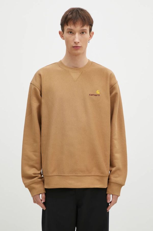 Carhartt WIP Dukserica Carhartt WIP American Script Sweat za muškarce, boja: smeđa, bez uzorka, I025475.2FSXX