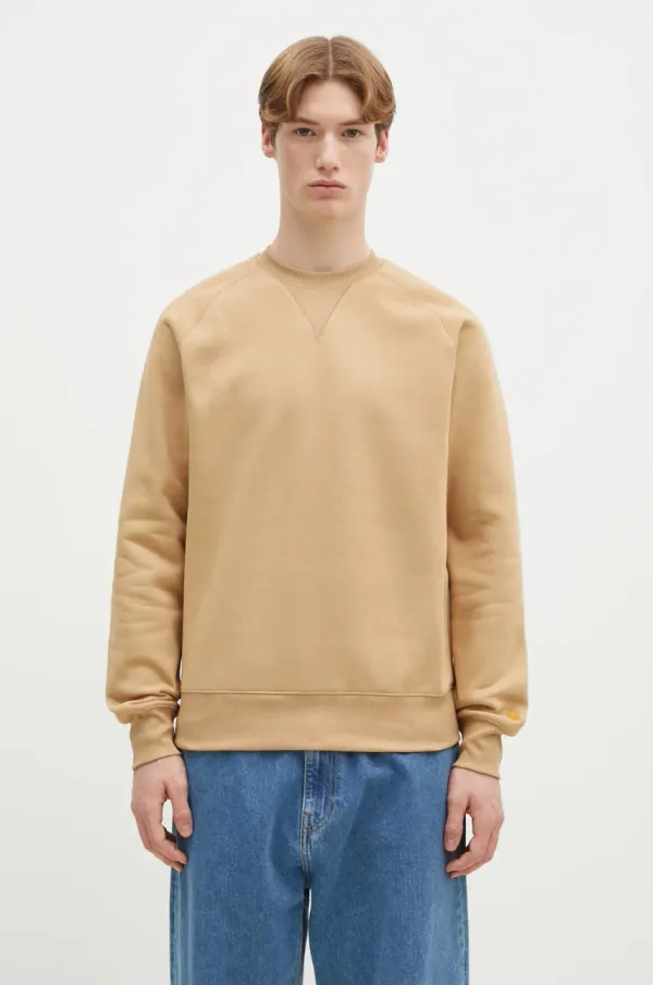 Carhartt WIP Dukserica Carhartt WIP Chase Sweat za muškarce, boja: bež, bez uzorka, I033660.2N1XX