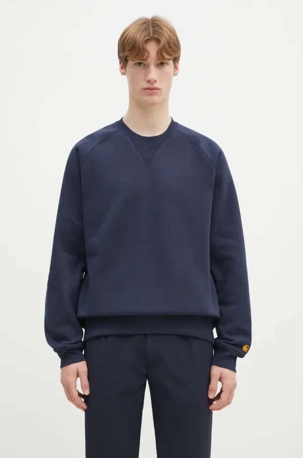 Carhartt WIP Dukserica Carhartt WIP Chase Sweat za muškarce, boja: tamno plava, bez uzorka, I033660.2MZXX