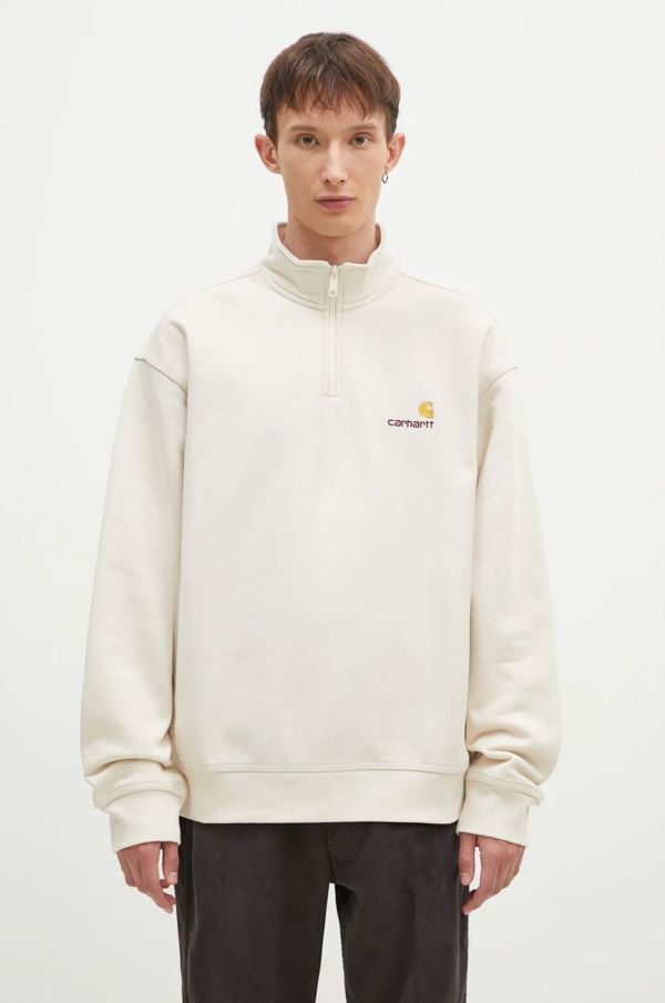 Carhartt WIP Dukserica Carhartt WIP Half Zip American Script Sweat za muškarce, boja: bež, bez uzorka, I027014.MOOXX