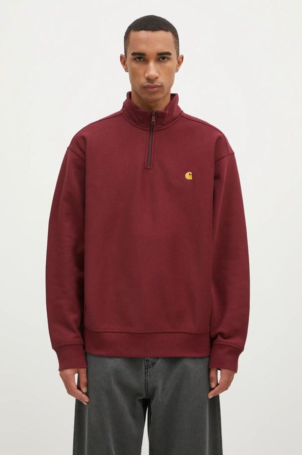 Carhartt WIP Dukserica Carhartt WIP Half Zip American Script Sweat za muškarce, boja: bordo, bez uzorka, I027014.2BYXX