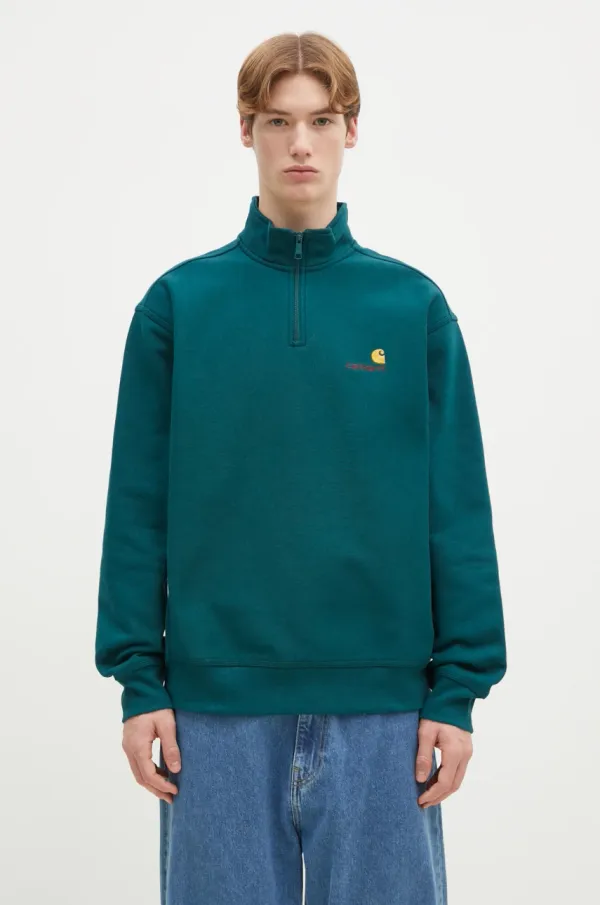 Carhartt WIP Dukserica Carhartt WIP Half Zip American Script Sweat za muškarce, boja: tirkizna, bez uzorka, I027014.2M1XX