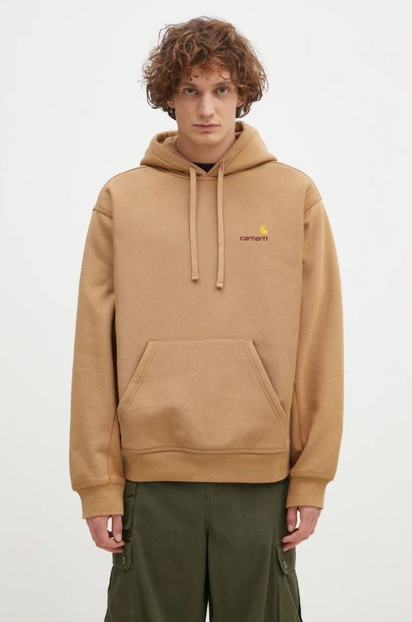 Carhartt WIP Dukserica Carhartt WIP Hooded American Script Sweat za muškarce, boja: zelena, s kapuljačom, s aplikacijom, I028279.2FSXX