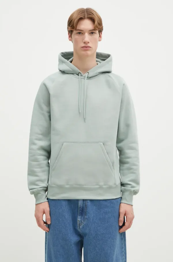 Carhartt WIP Dukserica Carhartt WIP Hooded Chase Sweat za muškarce, boja: tirkizna, s kapuljačom, bez uzorka, I033661.2O2XX