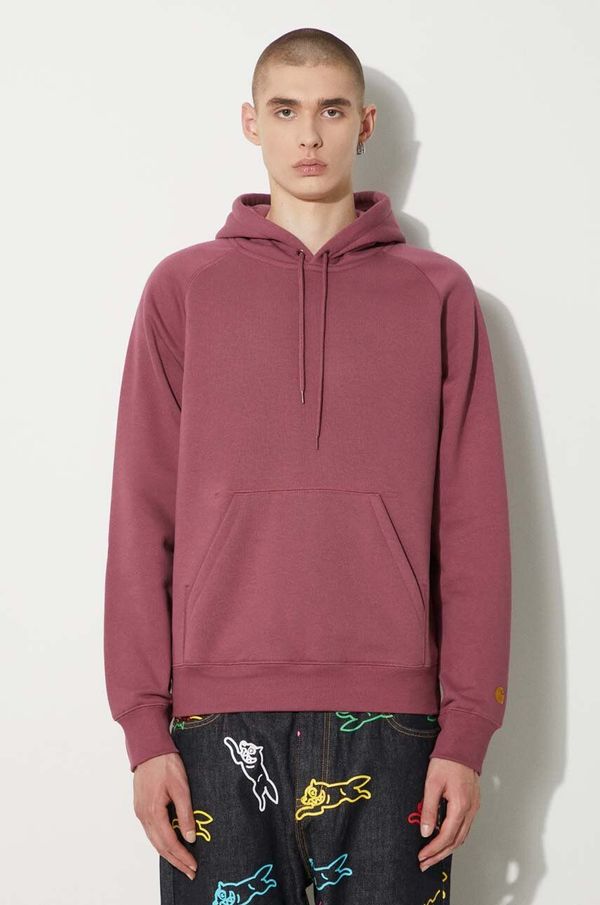 Carhartt WIP Dukserica Carhartt WIP Hooded Chase za muškarce, boja: ružičasta, s kapuljačom, bez uzorka, I033661.2BBXX