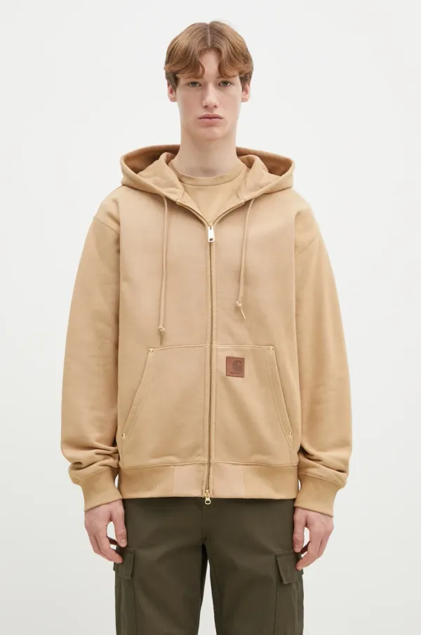 Carhartt WIP Dukserica Carhartt WIP Hooded Eldon Sweat Jacket za muškarce, boja: bež, s kapuljačom, bez uzorka, I034428.07EXX