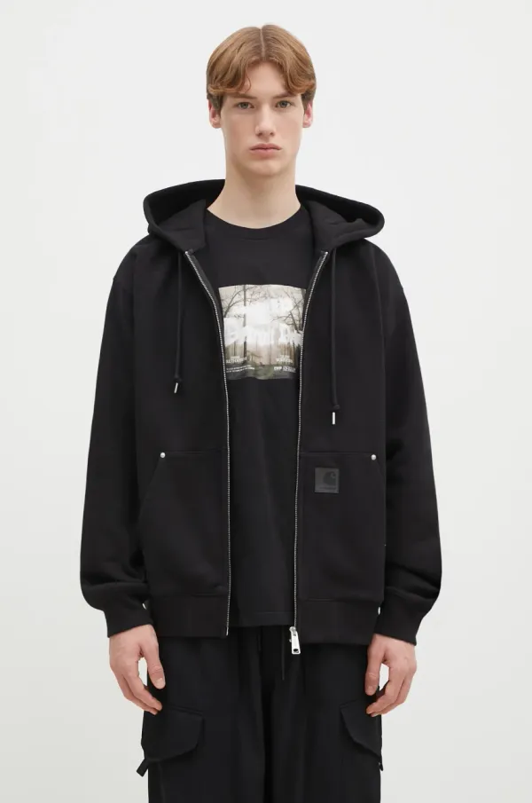 Carhartt WIP Dukserica Carhartt WIP Hooded Eldon Sweat Jacket za muškarce, boja: crna, s kapuljačom, bez uzorka, I034428.89XX