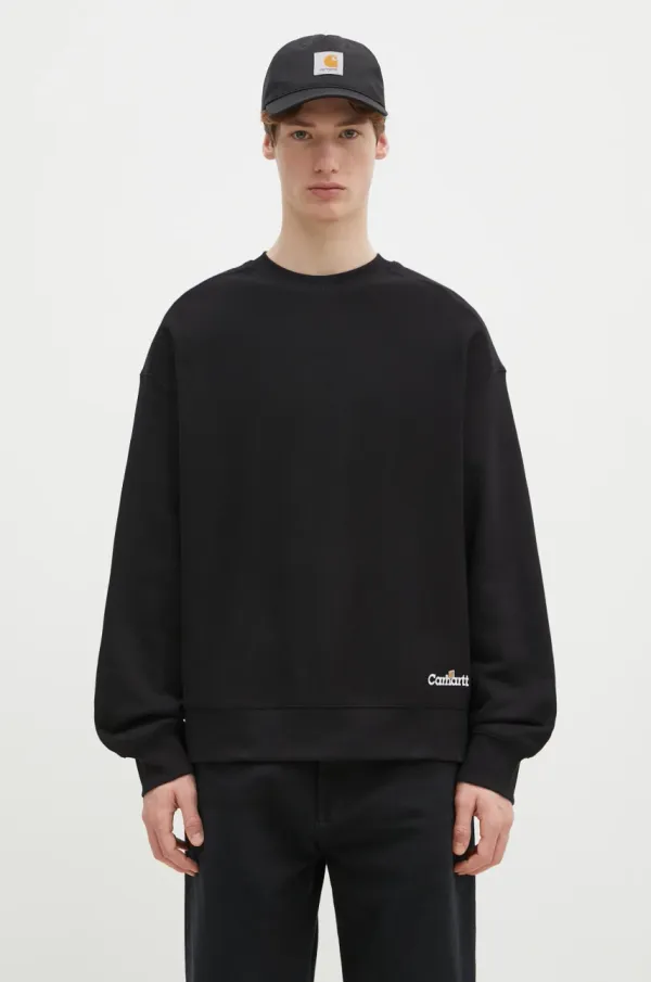 Carhartt WIP Dukserica Carhartt WIP Label Script Sweat za muškarce, boja: crna, s kapuljačom, s tiskom, I034429.89XX