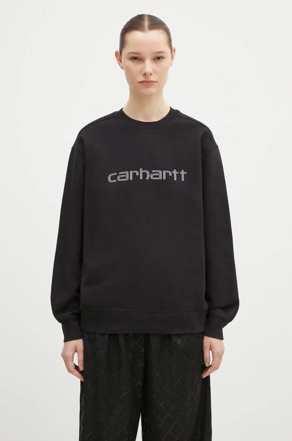 Carhartt WIP Dukserica Carhartt WIP Rivet Script Sweat za žene, boja: crna, s aplikacijom, I034420.0M4XX