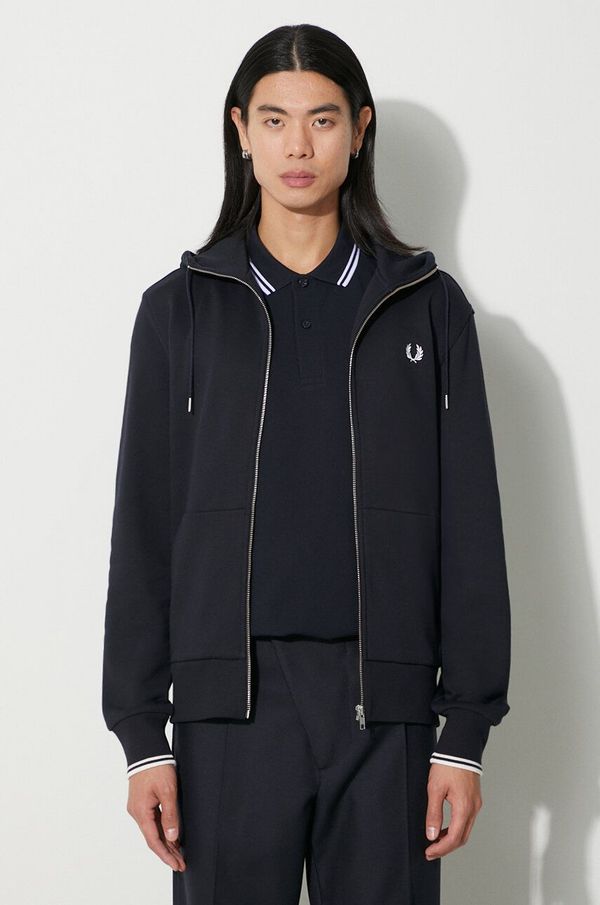 Fred Perry Dukserica Fred Perry za muškarce, boja: tamno plava, s kapuljačom, s aplikacijom, J7536.795