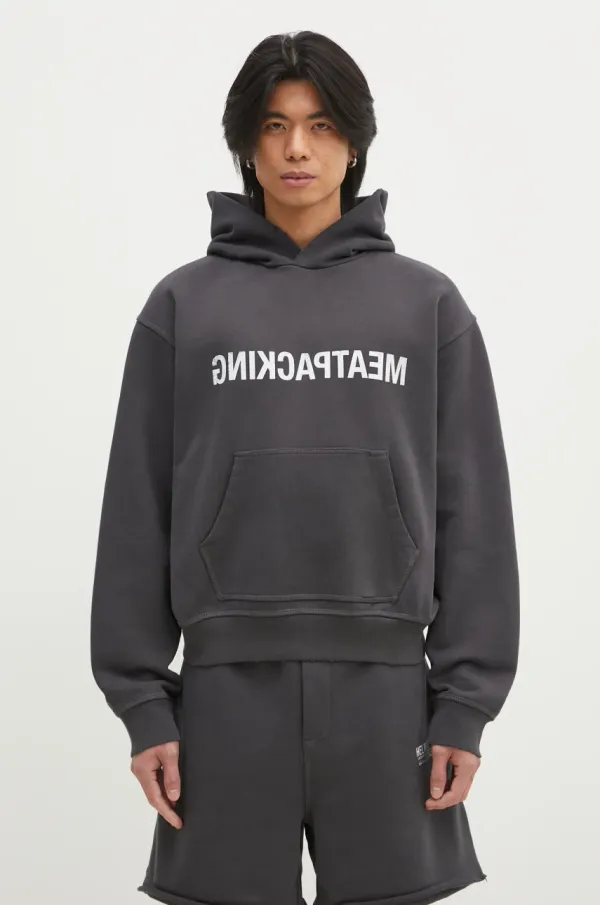 Helmut Lang Dukserica Helmut Lang Meatpacking Ho.Cmbd za muškarce, boja: siva, s kapuljačom, bez uzorka, O10HM519