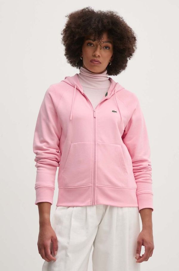 Lacoste Dukserica Lacoste za žene, boja: ružičasta, s kapuljačom, bez uzorka