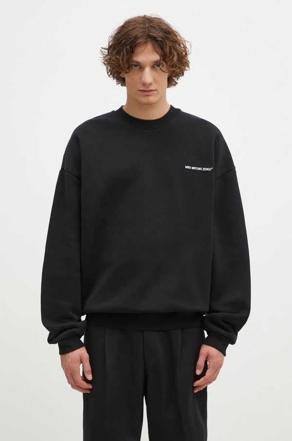 MKI MIYUKI ZOKU Dukserica MKI MIYUKI ZOKU Uniform Crewneck Sweat za muškarce, boja: crna, s tiskom, UNIFORM.CREWNECK.SWEAT