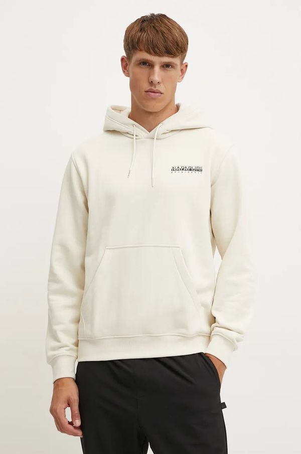 Napapijri Dukserica Napapijri B-Linth za muškarce, boja: bež, s kapuljačom, s tiskom, NP0A4I9RN1J1