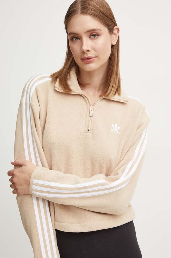 adidas Originals Dukserica od flisa adidas Originals Polarf Half Zip boja: bež, s aplikacijom, IY7267