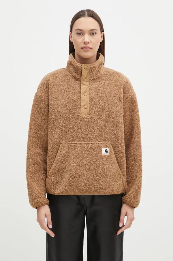 Carhartt WIP Dukserica od flisa Carhartt WIP Elliot High Neck Liner boja: zelena, bez uzorka, I032241.2HLXX