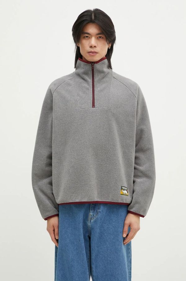 Human Made Dukserica od flisa Human Made Fleece Half-Zip Shirt boja: siva, s aplikacijom, HM28CS019