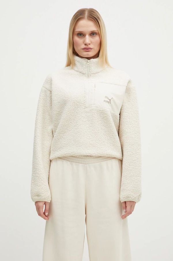 Puma Dukserica od flisa Puma CLASSICS boja: bež, bez uzorka, 626796