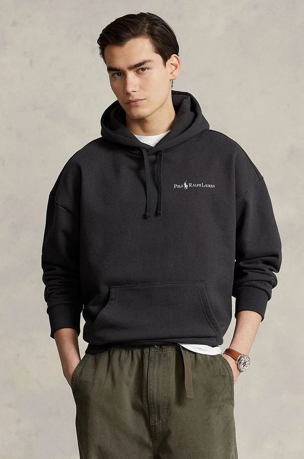 Polo Ralph Lauren Dukserica Polo Ralph Lauren za muškarce, boja: crna, s kapuljačom, s tiskom, 710917904
