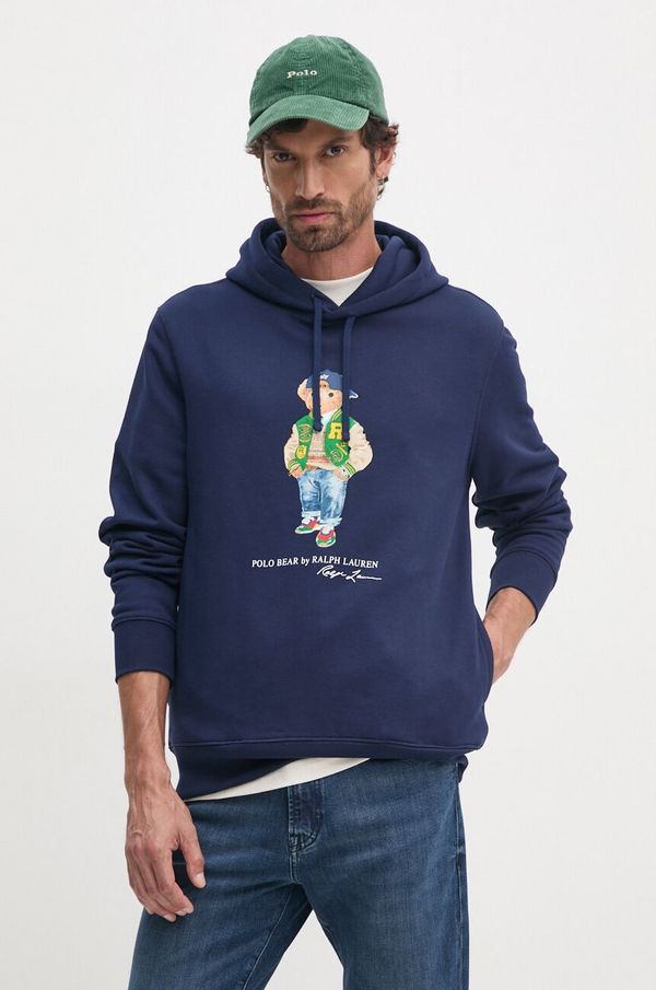 Polo Ralph Lauren Dukserica Polo Ralph Lauren za muškarce, boja: tamno plava, s kapuljačom, s tiskom, 710951621