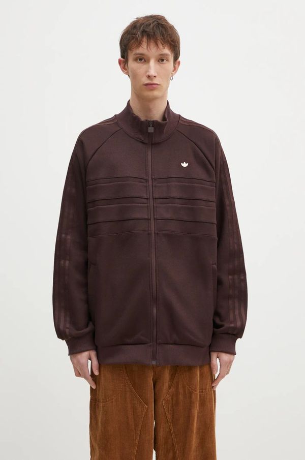 adidas Originals Dukserica s dodatkom vune adidas Originals Archive Tracktop boja: smeđa, bez uzorka, IZ3271