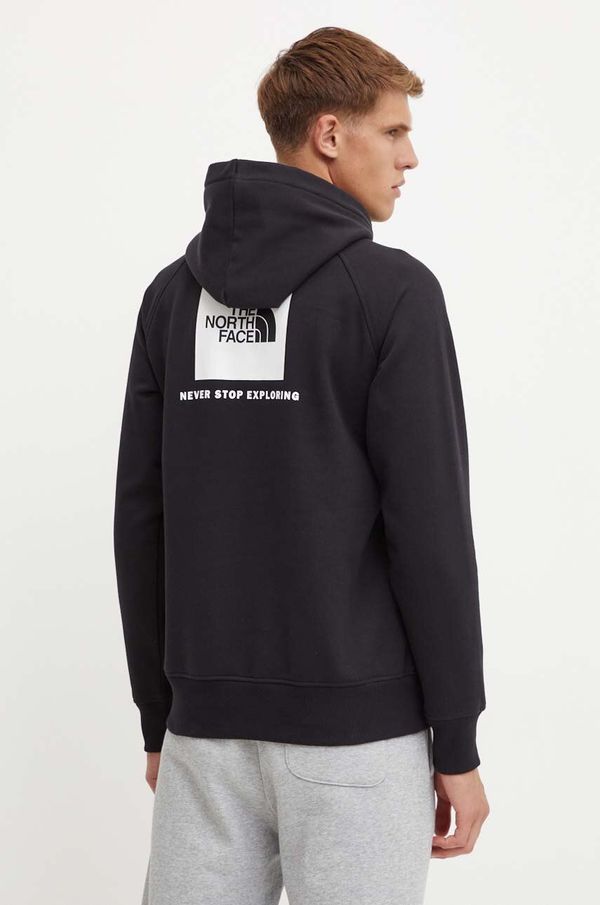 The North Face Dukserica The North Face Raglan Redbox Hoodie za muškarce, boja: crna, s kapuljačom, s tiskom, NF0A89F9KY41