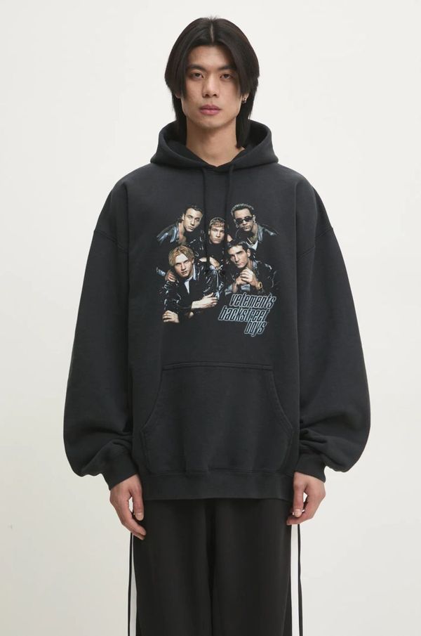 Vetements Dukserica VETEMENTS Backstreetboys Oversized boja: crna, s kapuljačom, s tiskom, UA66HD700B