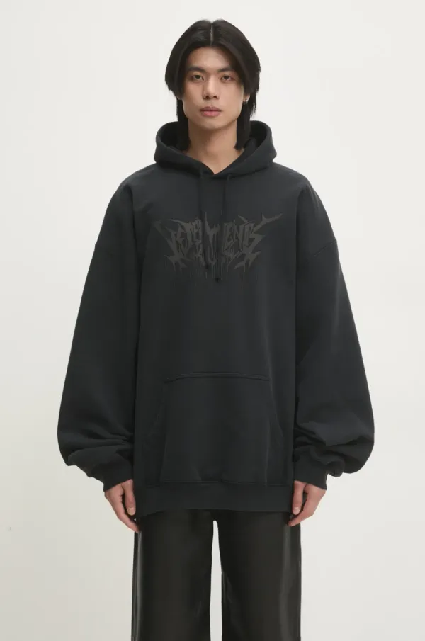 Vetements Dukserica VETEMENTS Drip Metal Oversized za muškarce, boja: crna, s kapuljačom, s tiskom, UA66HD730B