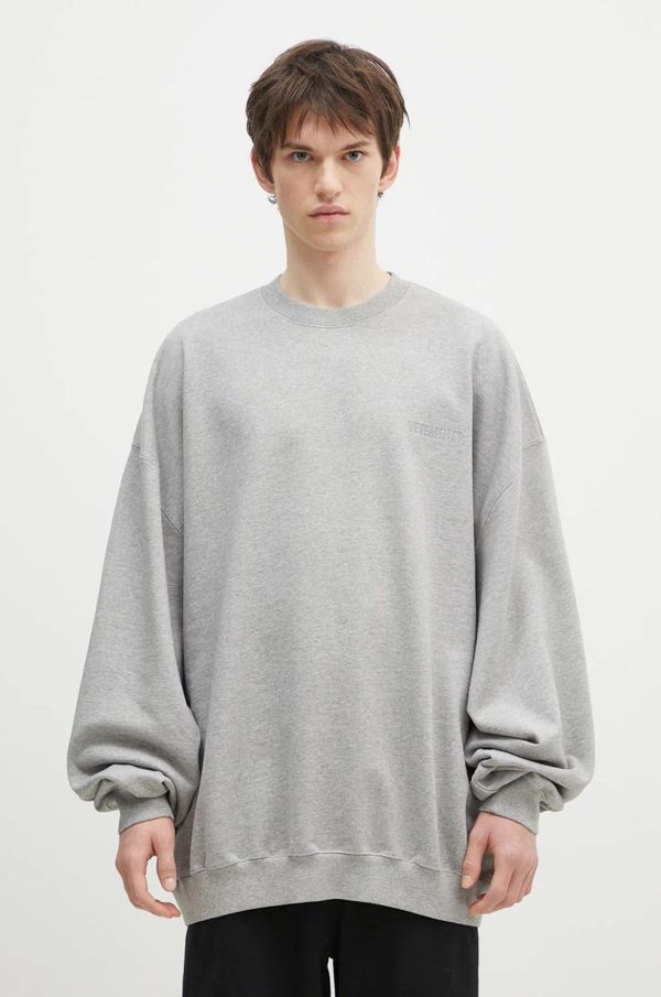 Vetements Dukserica VETEMENTS Embroidered Logo Oversized za muškarce, boja: siva, melanž, UA66CW640G