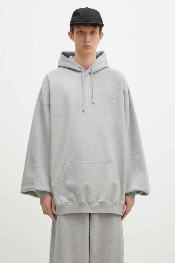 Vetements Dukserica VETEMENTS Embroidered Logo Oversized za muškarce, boja: siva, s kapuljačom, melanž, UA66HD780G