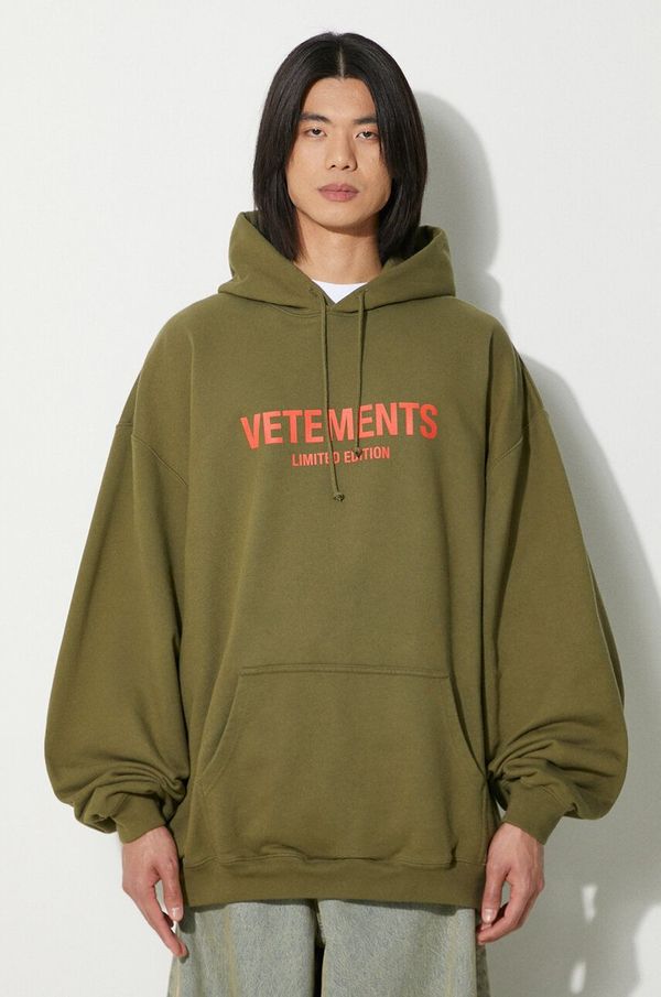 Vetements Dukserica VETEMENTS Limited Edition Logo Hoodie boja: zelena, s kapuljačom, s tiskom, UE64HD600Z