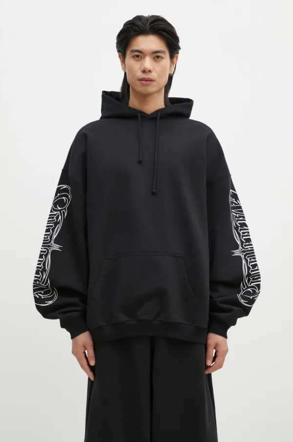 Vetements Dukserica VETEMENTS Metal Embroidered Oversized za muškarce, boja: crna, s kapuljačom, s aplikacijom, UA66HD750B