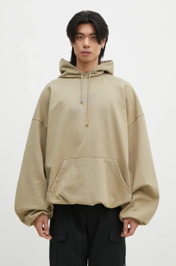 Vetements Dukserica VETEMENTS Oval Logo Cropped Boxy boja: bež, s kapuljačom, s tiskom, UA66HD600T