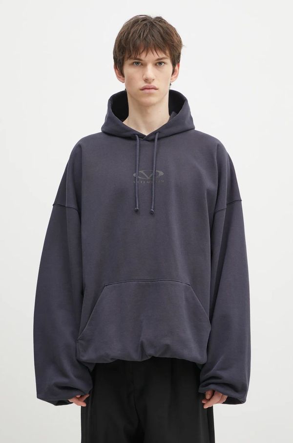 Vetements Dukserica VETEMENTS Oval Logo Cropped Boxy za muškarce, boja: tamno plava, s kapuljačom, s tiskom, UA66HD600N